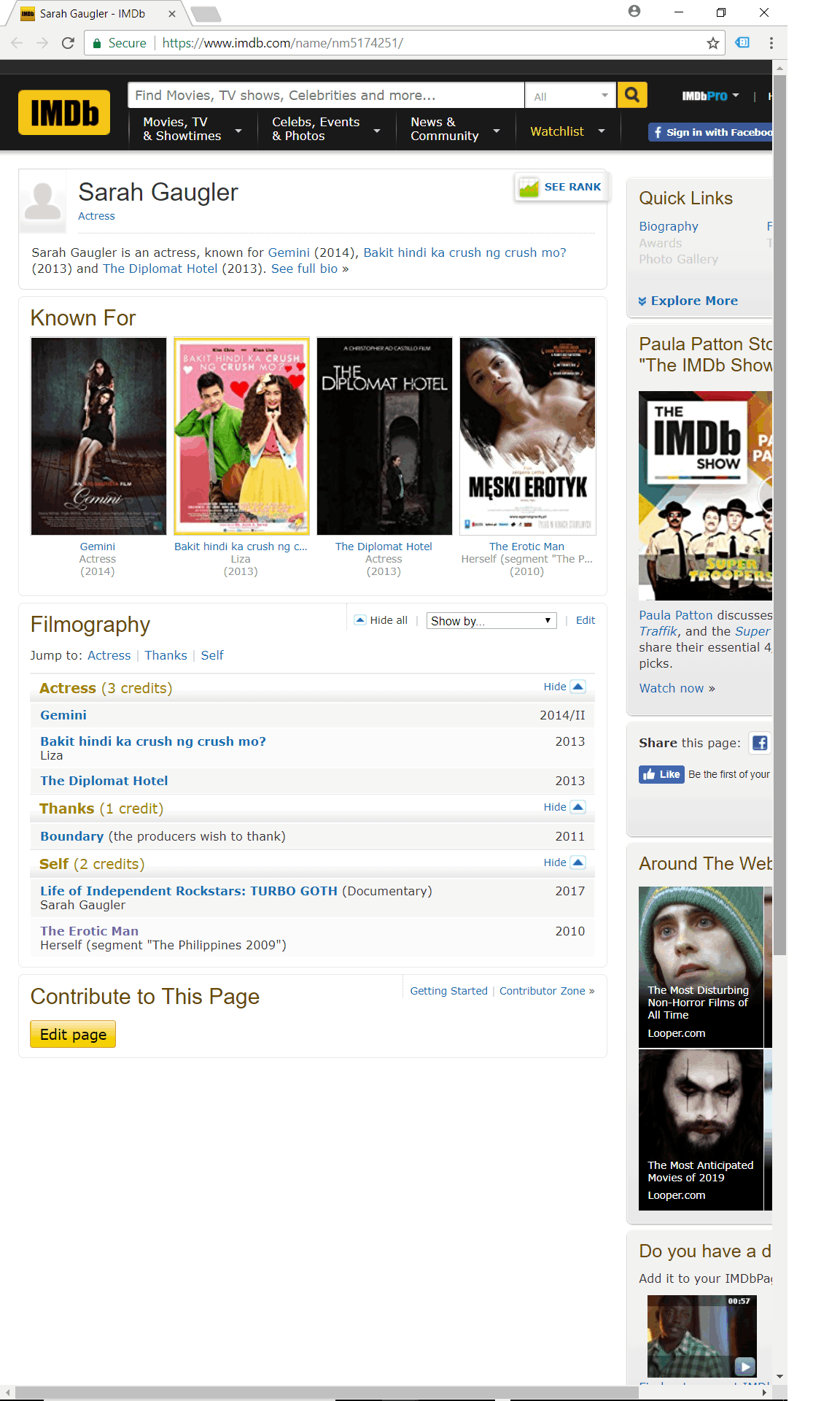 IMDb Sarah Gaugler